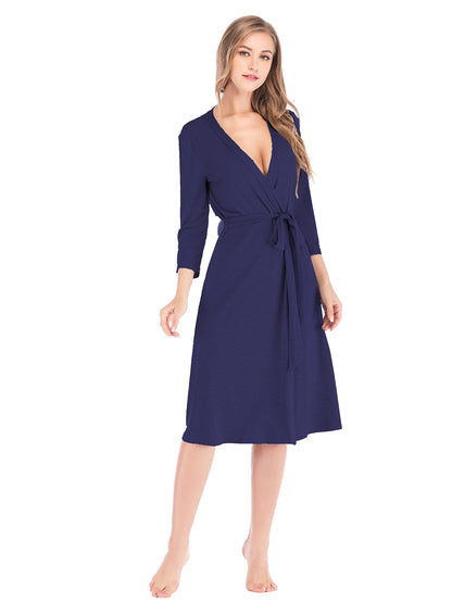 Plunge Tie Front Night Dress Easy Apparels