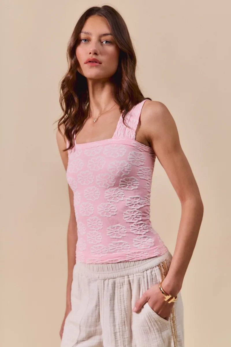 Trendsi SO ME Two Tone Floral Seamless Tank Top