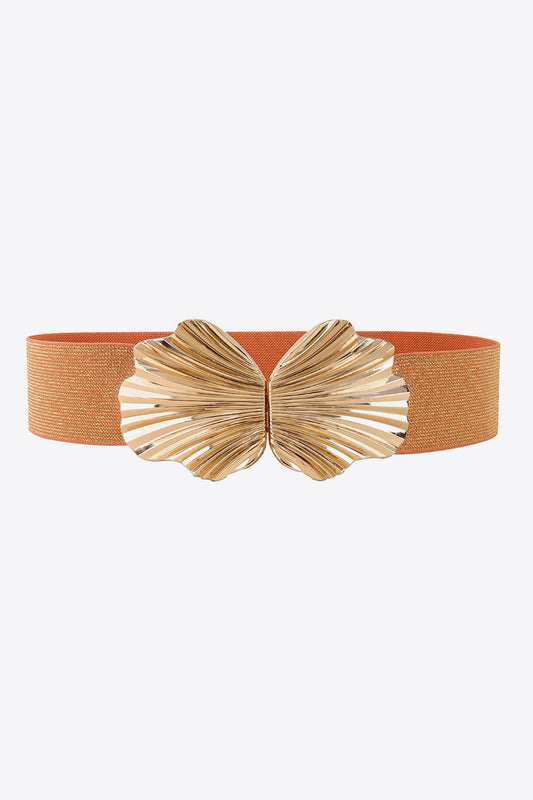 Zinc Alloy Buckle Elastic Belt Caramel One Size Easy Apparels