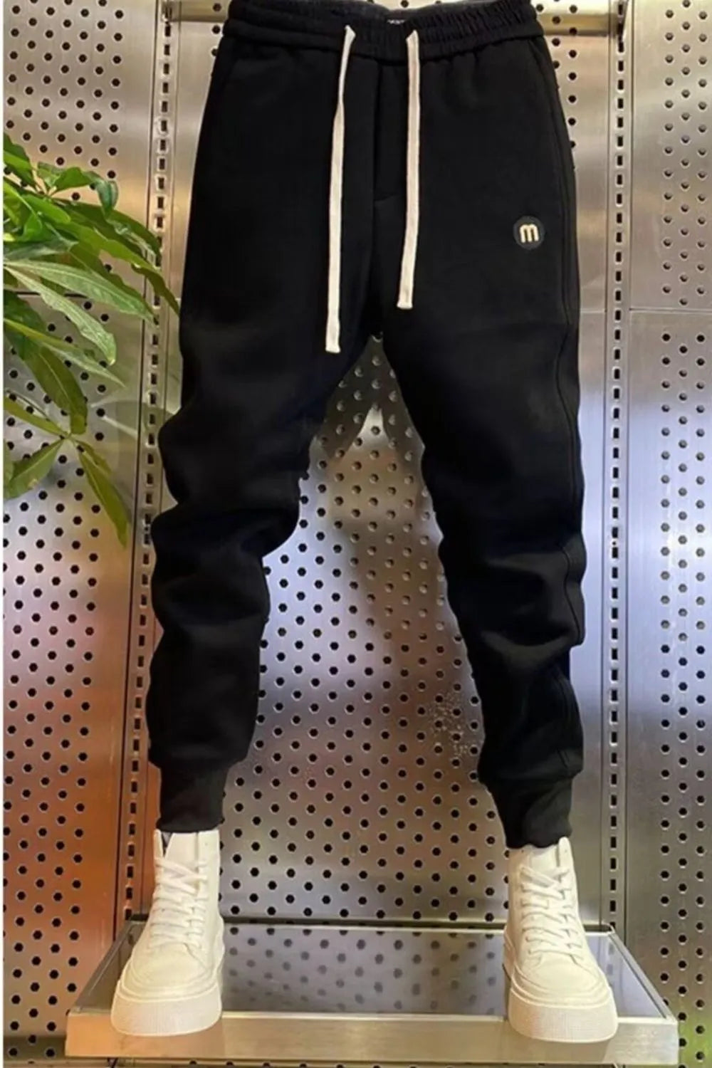 Men's Plus Size Casual Drawstring Joggers Black Easy Apparels