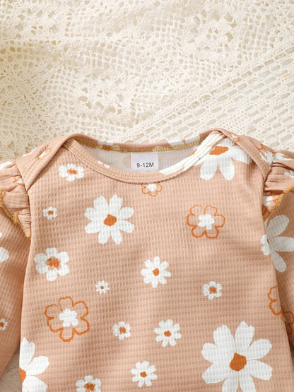 Children's Ruffled Floral Bodysuit and Bloomer, Headband Set Easy Apparels