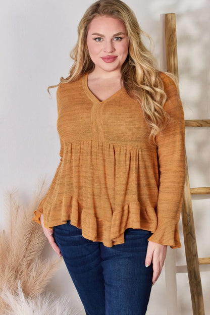 Trendsi Hailey & Co Full Size V-Neck Flounce Sleeve Blouse