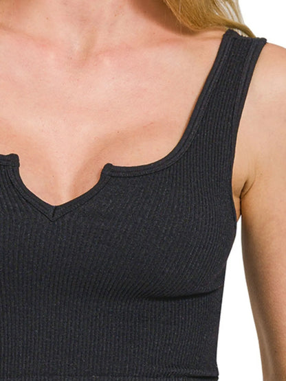 Trendsi Zenana Seamless Split Neck Bra Tank Top
