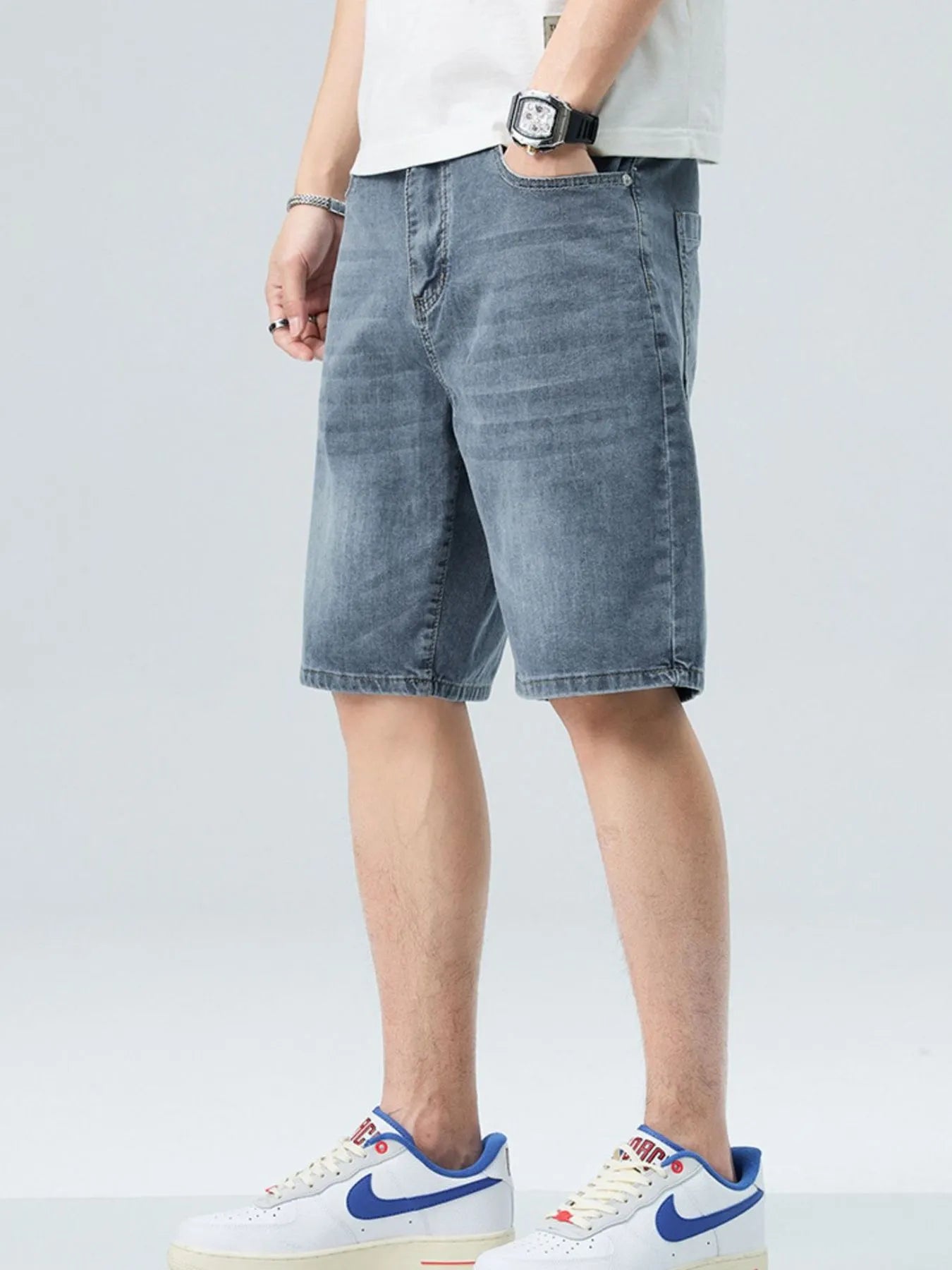 Men's Washed Denim Shorts with Pockets Easy Apparels