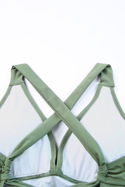 Tie Back Sleeveless Swim Dress and Bottoms Set Easy Apparels