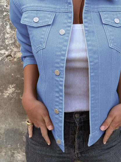 Button Front Closure Denim Jacket Easy Apparels