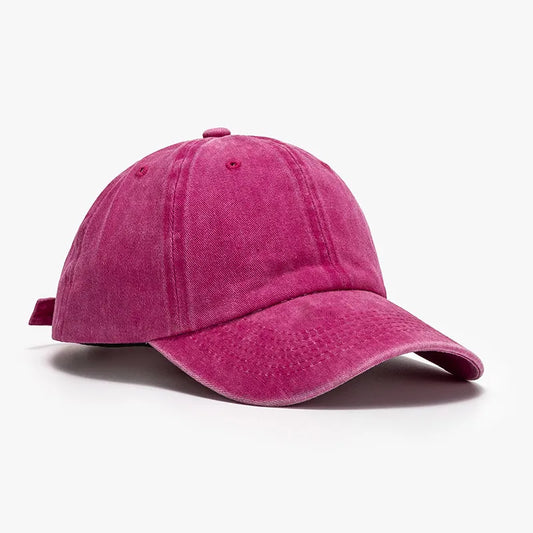 Washed Curved-Brim Baseball Cap Cerise One Size Easy Apparels