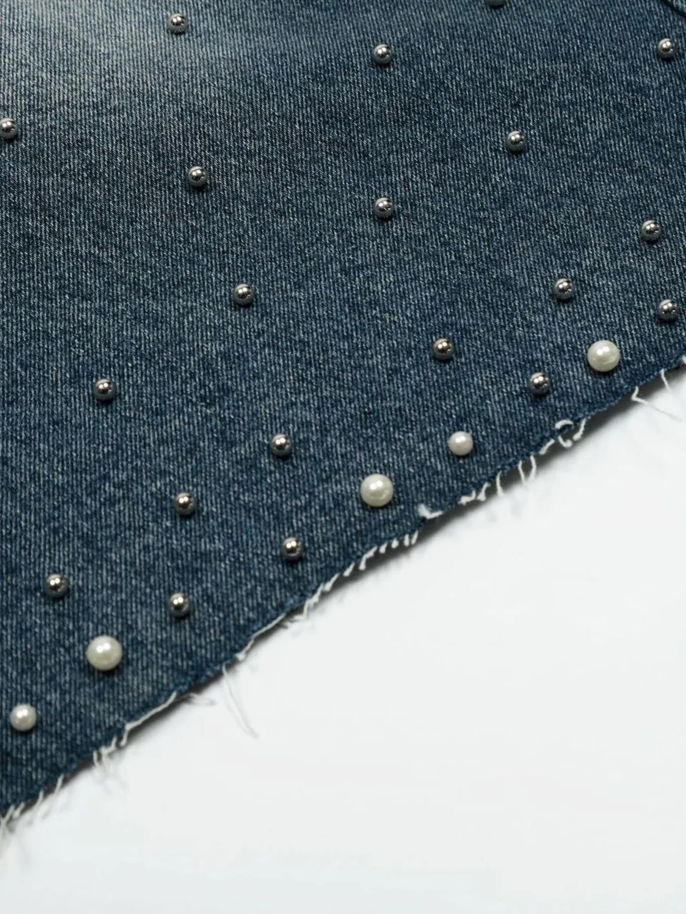Men's Pearl Embellished Wide Leg Denim Shorts Easy Apparels