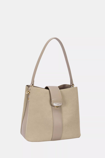 David Jones Leather Trim Shoulder Bag WARM TAUPE One Size Easy Apparels
