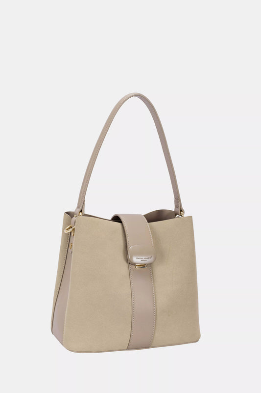 David Jones Leather Trim Shoulder Bag WARM TAUPE One Size Easy Apparels