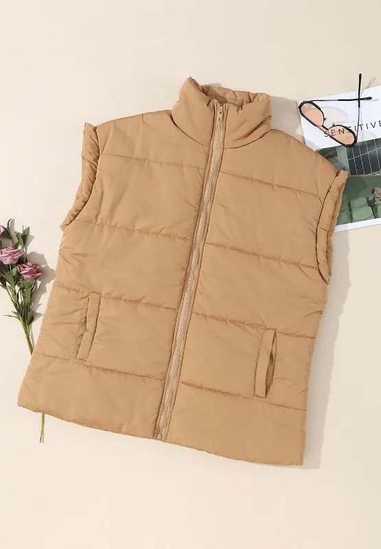 Zip Up Vest Coat with Pockets Easy Apparels