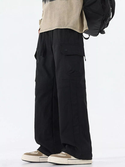 Men's Full Size Drawstring Cargo Wide Leg Pants Plus Size Easy Apparels