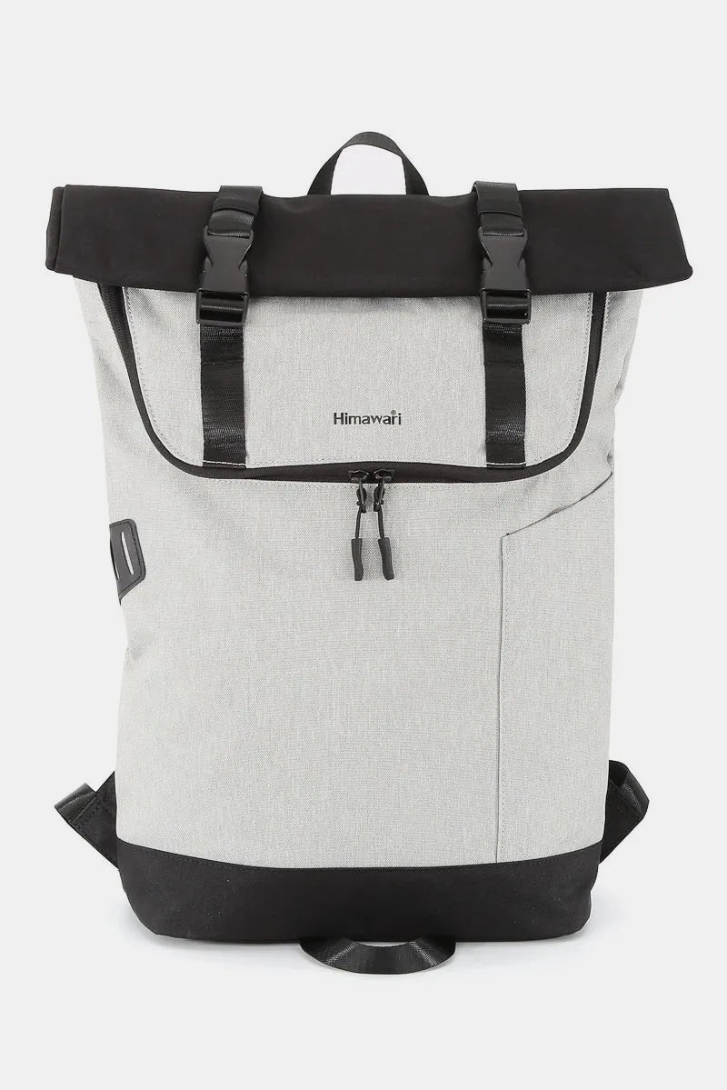Himawari Contrast Waterproof Canvas Backpack Bag Light Gray One Size Easy Apparels