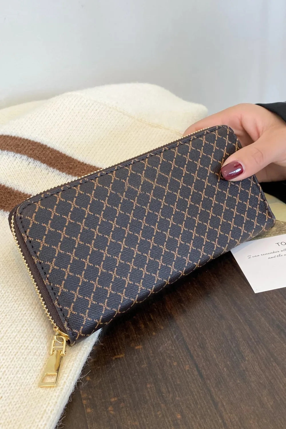 PU Leather Plaid Wallet Easy Apparels
