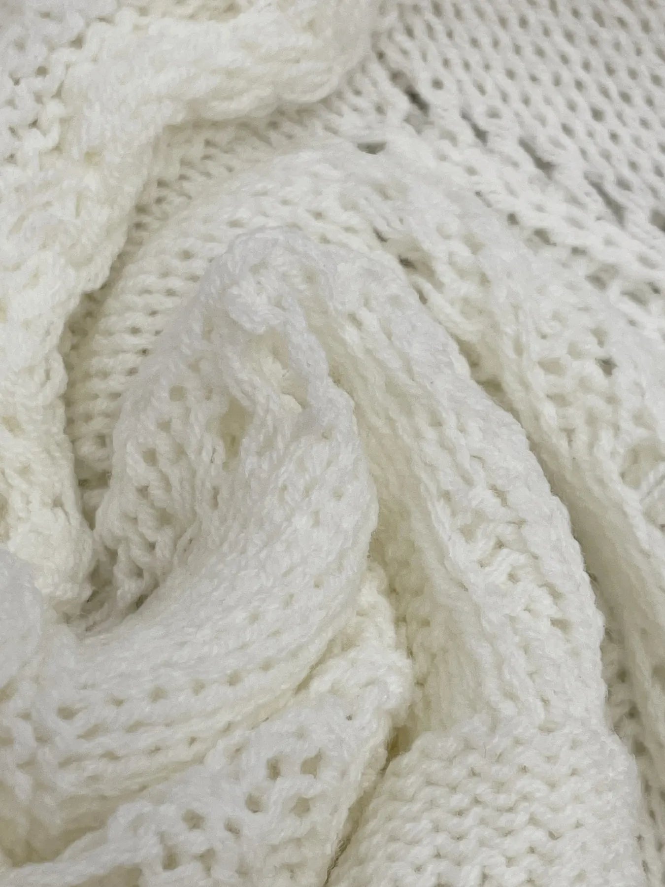 Trendsi Crochet Ruffled Hem Long Sleeve Sweater
