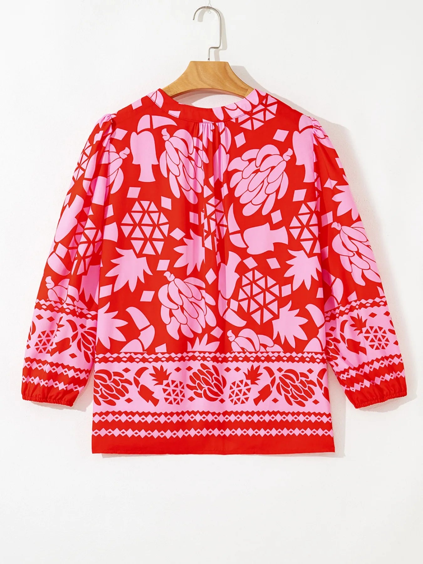 Trendsi Floral Print Tie-Neck Button Down Shirt