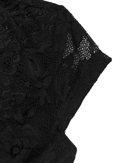 Trendsi Perfee Lace V-Neck Cap Sleeve Bodysuit