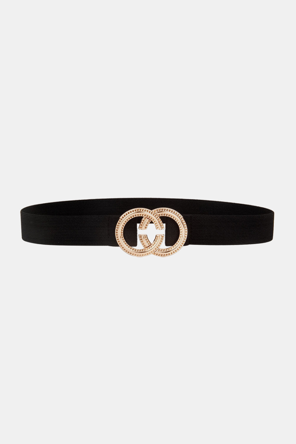 Double Hoop Buckle Elastic Belt Black One Size Easy Apparels