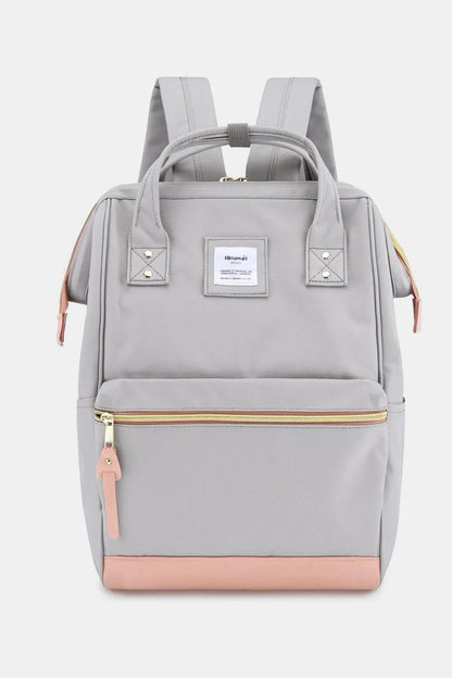 Himawari Contrast Waterproof Canvas Backpack Bag with Side Pockets Light Gray One Size Easy Apparels