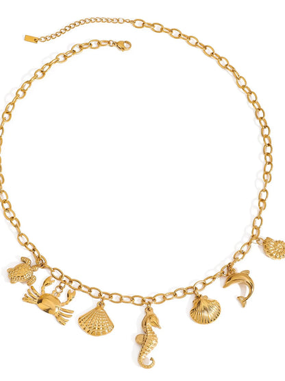 18K Gold-Plated Stainless Steel Ocean Theme Necklace Easy Apparels