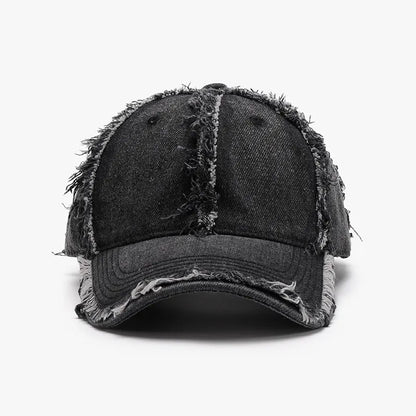 Raw Hem Cotton Baseball Cap Black One Size Easy Apparels