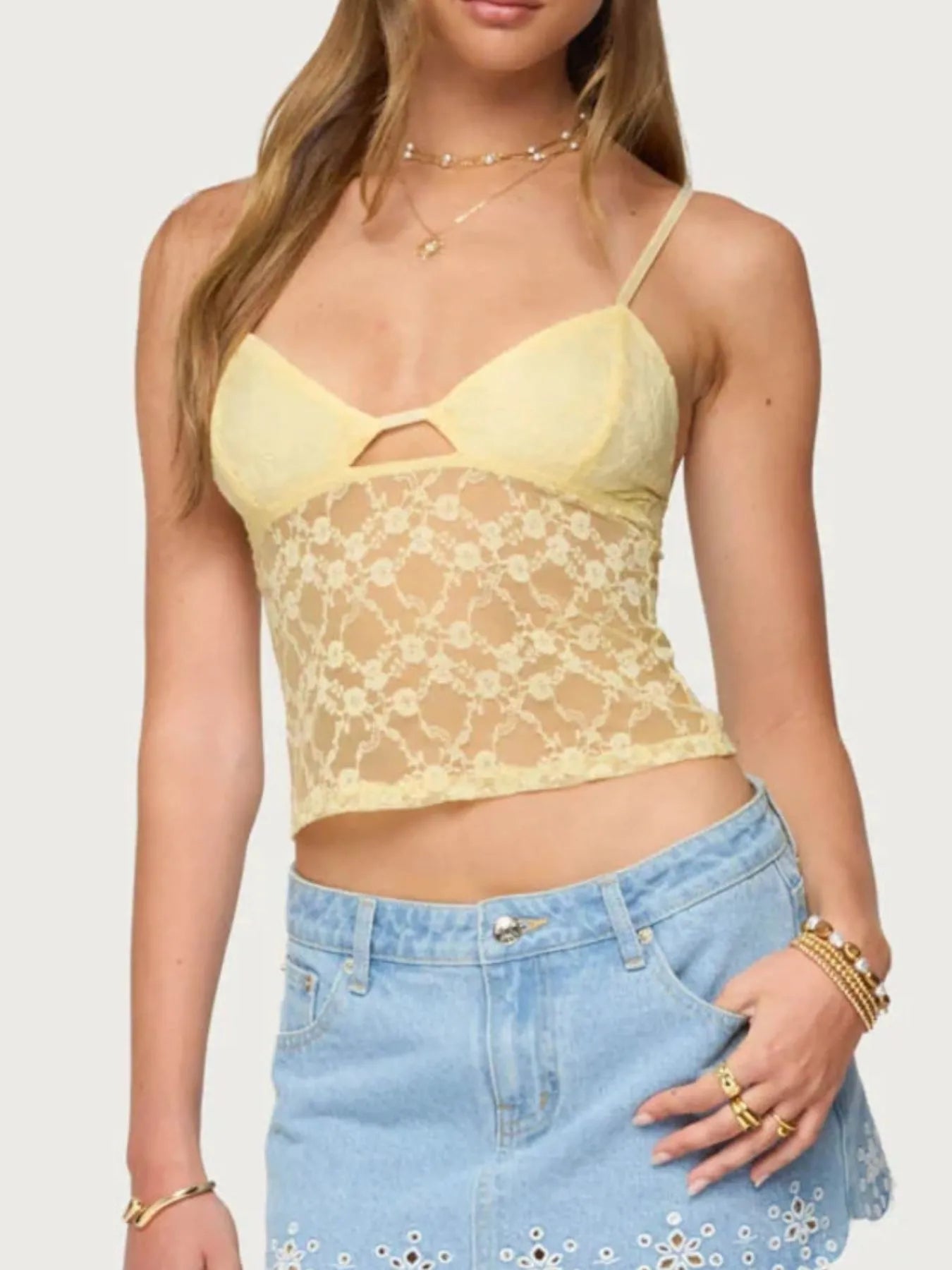 Trendsi Adjustable Strap Lace Cami
