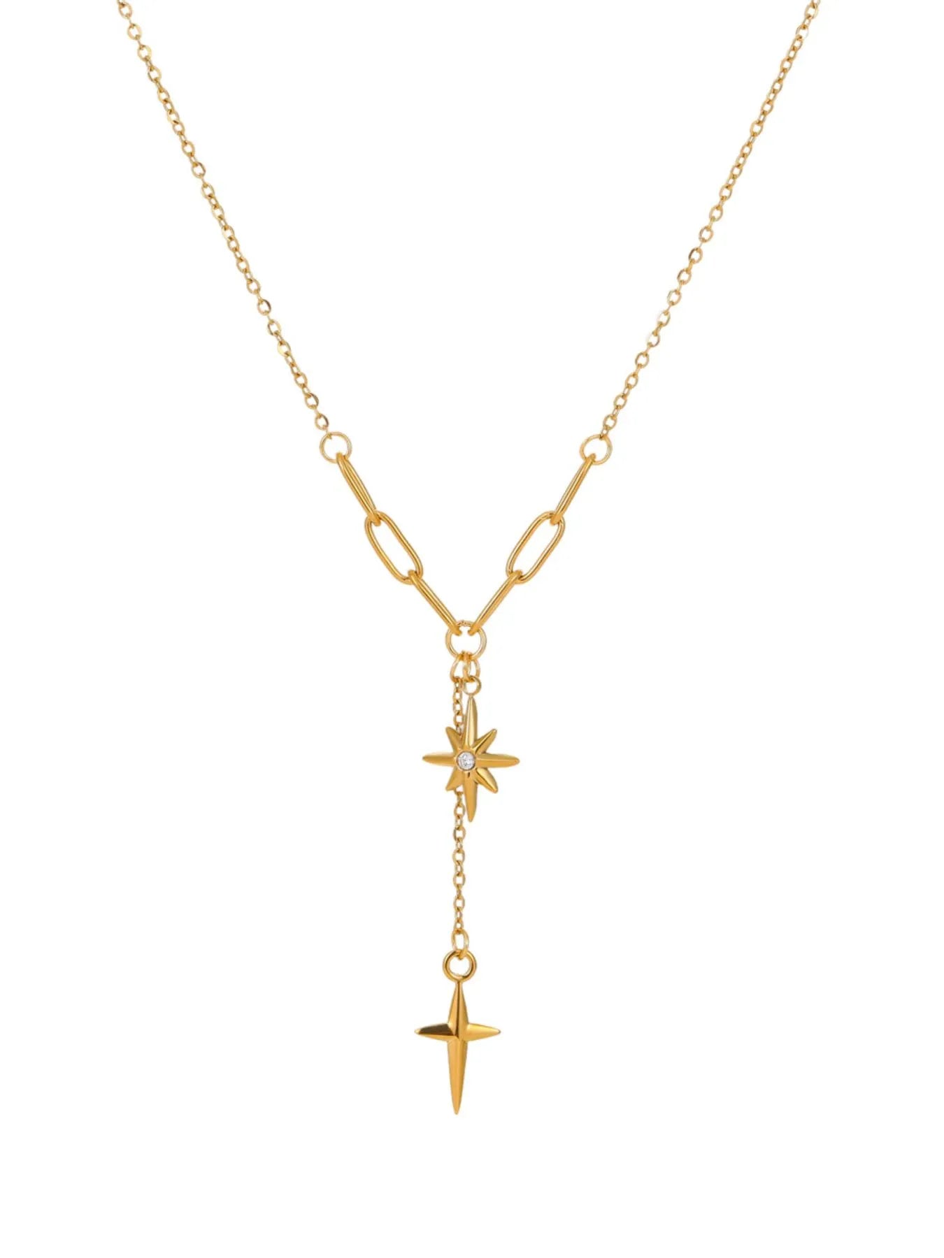 18K Gold-Plated Star Cross Pendant Necklace Easy Apparels