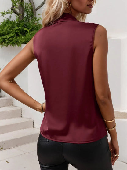 Trendsi Ruched Surplice Sleeveless Top