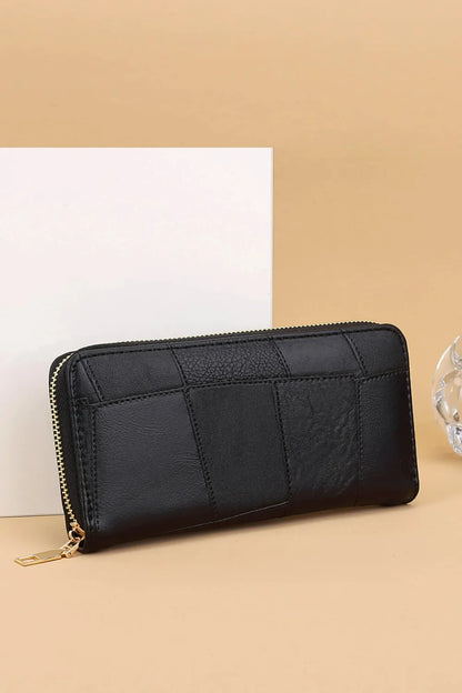 PU Leather Mulit-Interlayer Wallet Black One Size Easy Apparels