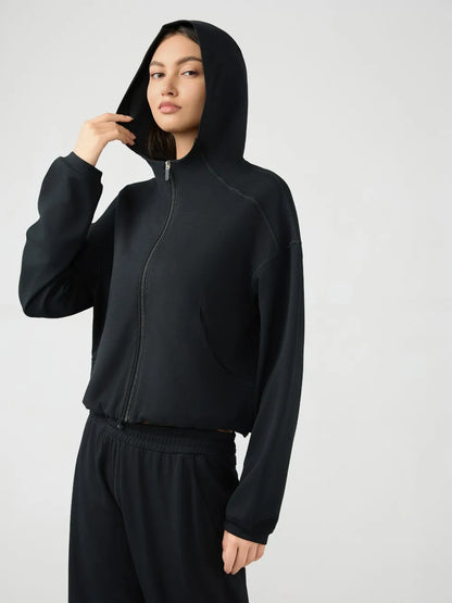 Millennia Zip Up Dropped Shouder Active Hooded Easy Apparels