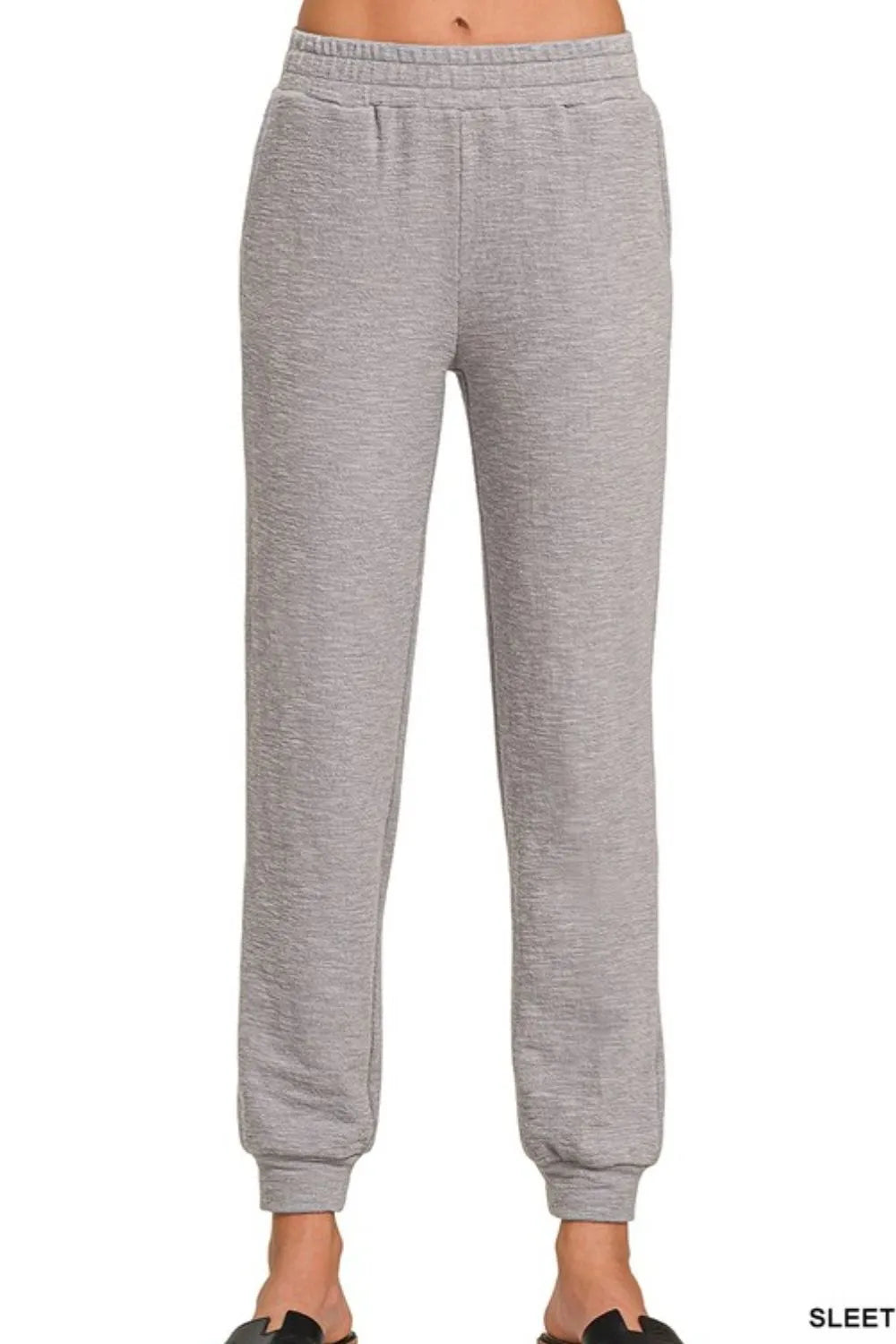 Zenana Cotton Slub Jogger Pants Easy Apparels