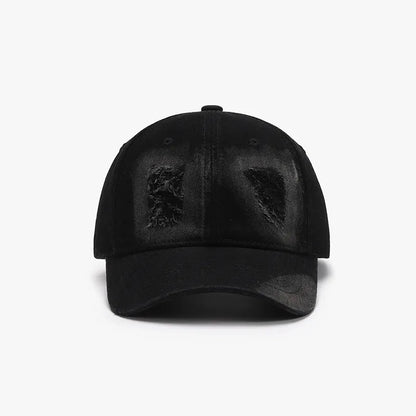 Distressed Cotton Baseball Cap Black One Size Easy Apparels