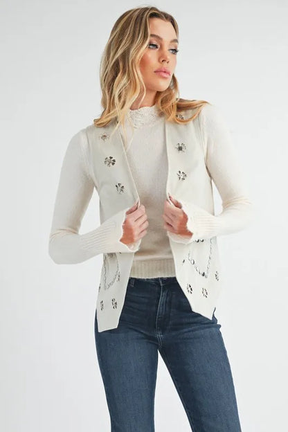 Aemi + Co Heart Rivet Detail Suede Vest Coat Easy Apparels