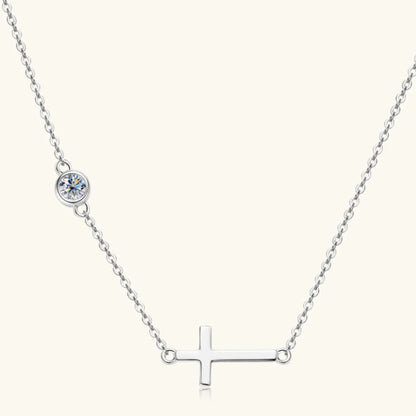 Cross 925 Sterling Silver Moissanite Necklace Easy Apparels