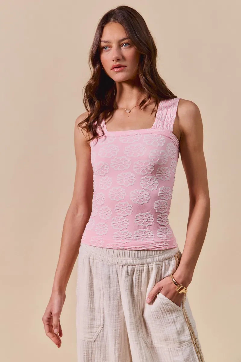 Trendsi SO ME Two Tone Floral Seamless Tank Top