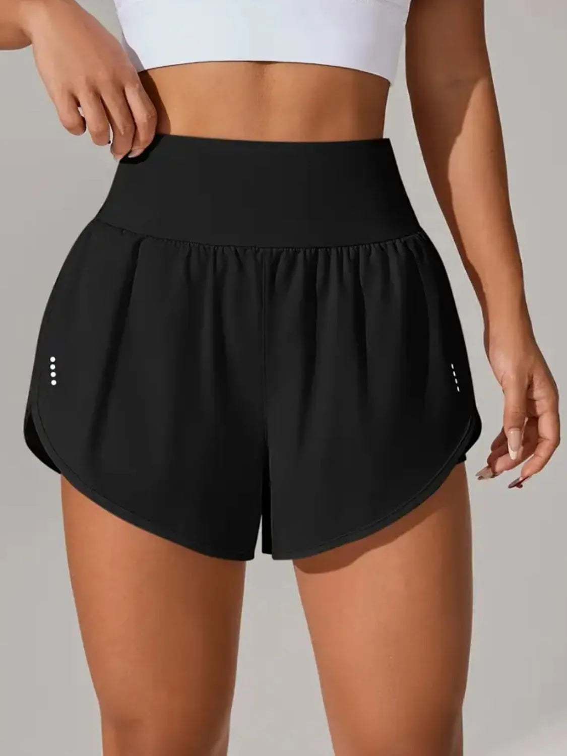 Pocketed High Waist Active Shorts Easy Apparels