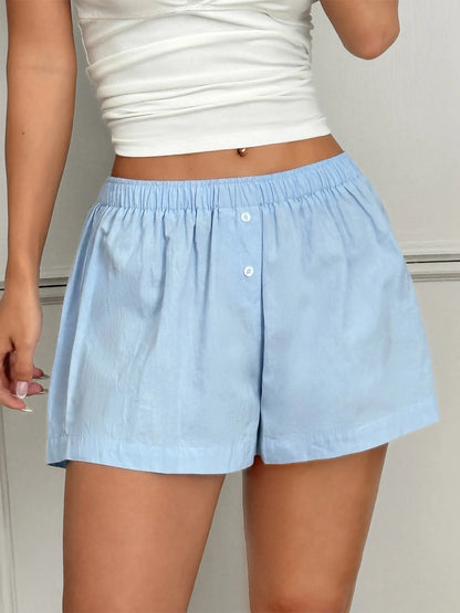 Relaxed Fit Elastic Waist Shorts Blue Easy Apparels