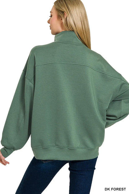 Trendsi Zenana Scuba Quarter-Zip Sweatshirt