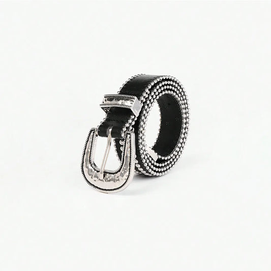 Studded Rhinestone PU Leather Belt Style A Easy Apparels