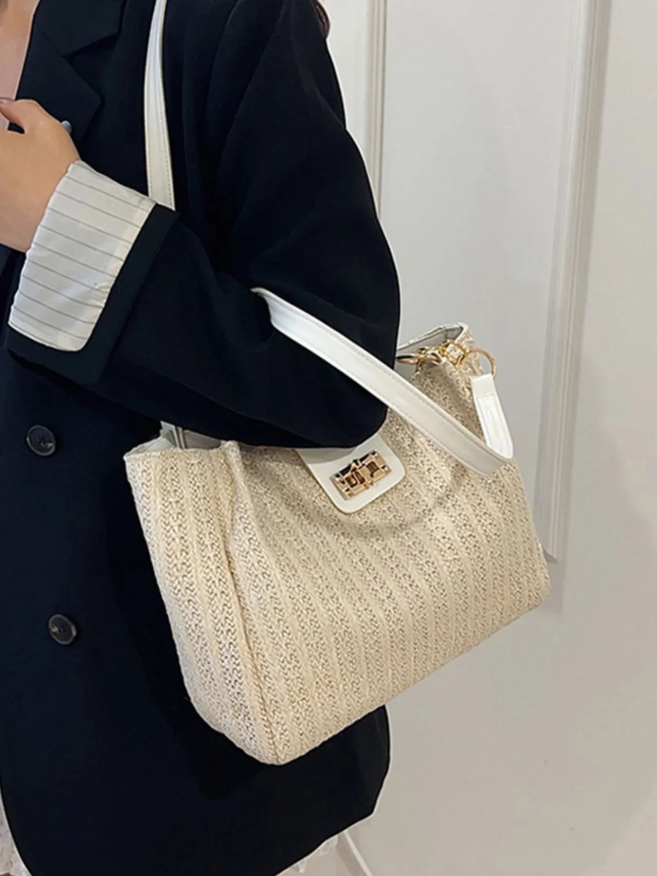 Woven Straw Shoulder Bag Easy Apparels
