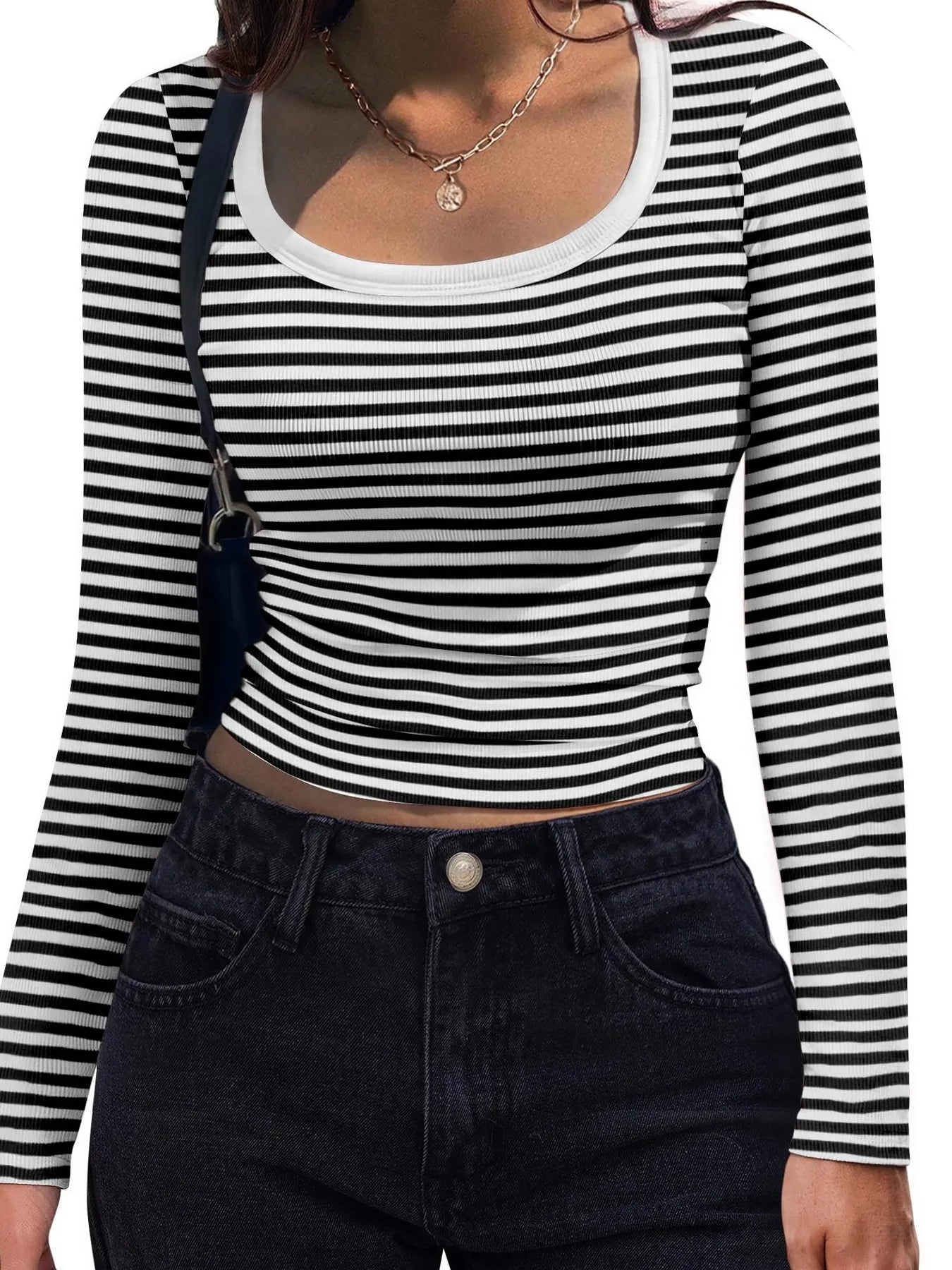 Trendsi Striped Long Sleeve Scoop Neck T-Shirt