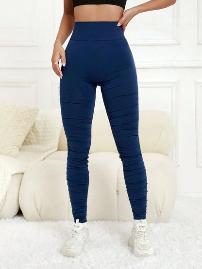 Ruched High Waist Active Leggings Easy Apparels
