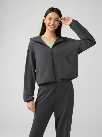 Millennia Zip Up Dropped Shouder Active Hooded Easy Apparels
