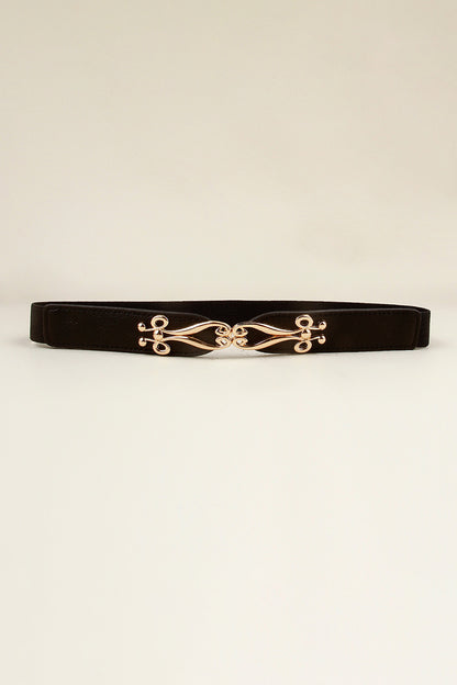 Alloy Buckle Elastic Belt Black One Size Easy Apparels