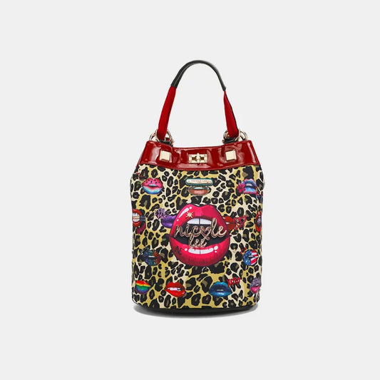 Nicole Lee USA Nylon Multifunctional Bucket Backpack Leopard One Size Easy Apparels