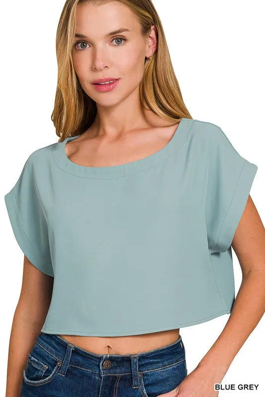 Zenana Heavy Woven Span Crop Tee & Skirt Set Easy Apparels