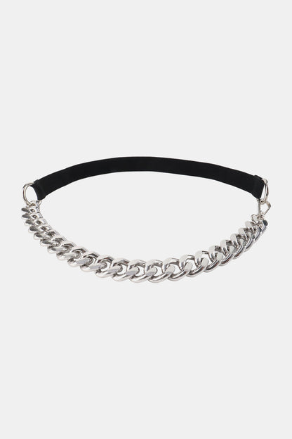 Half Alloy Chain Elastic Belt Silver One Size Easy Apparels