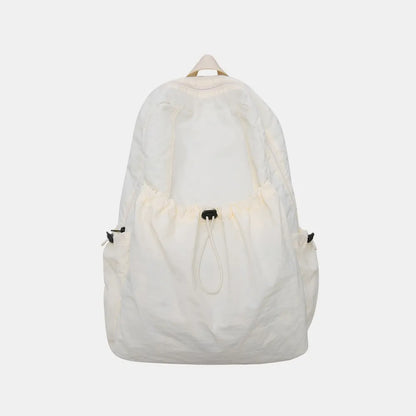Drawstring Nylon Backpack Bag Ivory One Size Easy Apparels