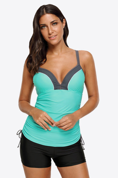 Contrast Sweetheart Neck Swim Cami Easy Apparels