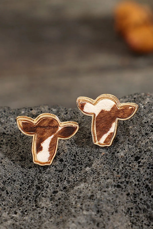 Bull Head Alloy Stud Earrings Copper One Size Easy Apparels